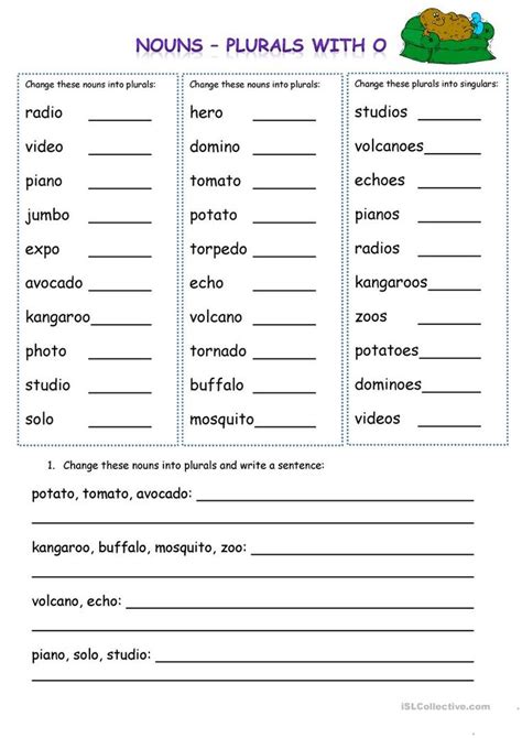 Plurals ending in o - English ESL Worksheets for distance learning and ...