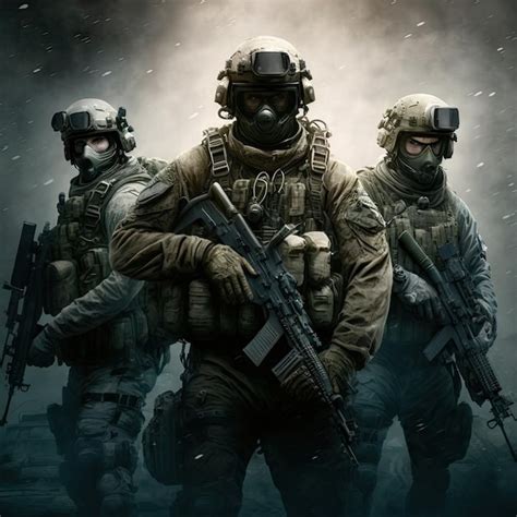 A group of soldiers with the number 9 on their vests | Premium AI ...