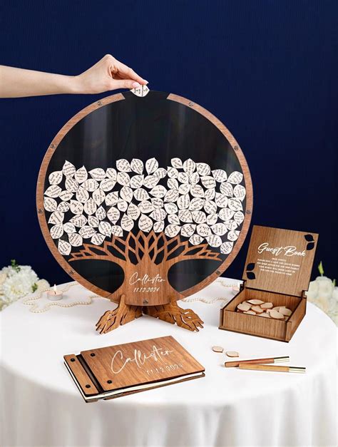 Personalized Wedding Guest Book Alternative: Rustic Wood Family Tree - Etsy