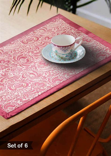Get Pink Jacquard Design 4 Decorative Placemat Set Of 6 Pcs at ₹ 1299 ...