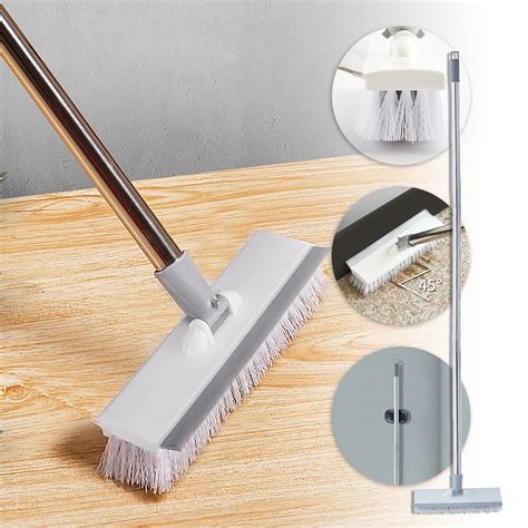 Fanshiluo Floor Scrubber Brush, 2-In-1 Deck Scrubber Brush With Long ...