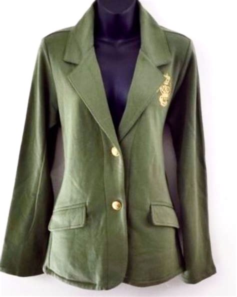 Ralph Lauren Women's Blazer Olive Green Crest Logo | Women's blazer ...