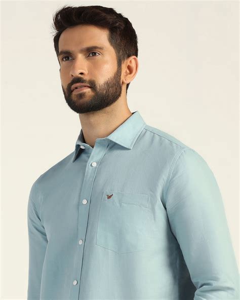 Buy Salmon Green Linen Solid Shirt Online India