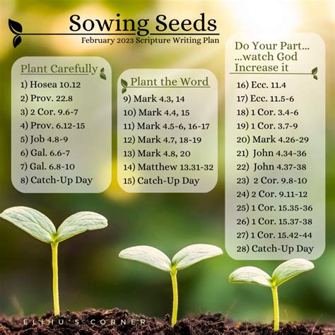 Sowing Seeds: February 2023 Scripture Writing Plan – Elihu's Corner ...