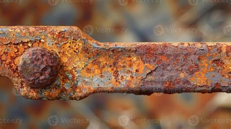 Rusty and pitted metal tool handle the once smooth surface now covered ...