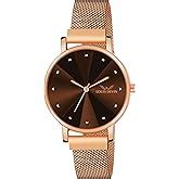 LOUIS DEVIN Rose Gold Plated Mesh Chain Analog Wrist Watch for Women ...