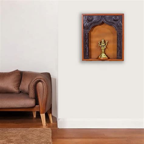 Brass Lord Shiva Idol in Wooden Wall Frame – Kaareegaree