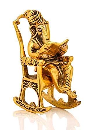 Buy A&S Ventures Vighnaharta Ganesha Idol | Metal Lord Ganesh Reading ...