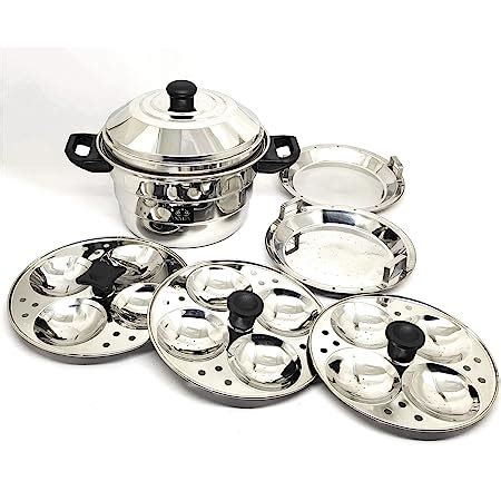 Nyra® Stainless Steel Idly Cooker Pot with 3 Idly Plates (4 cavities ...
