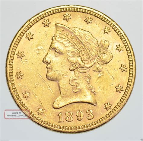 Usa, United States, Ten Dollars $10, Liberty Head 1893 Gold Coin