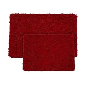 Buy Bedford Home 2 Piece Memory Foam Shag Bath Mat Set - Burgundy ...
