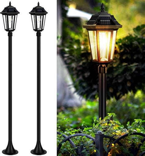 63" Solar Post Lamp Lights 2Pack, Wireless Solar Pole Lights Outdoor ...