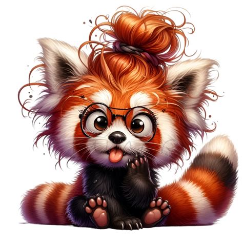 15 Cute Red Panda PNG – Funny Cartoon Panda With Glasses and Bun ...