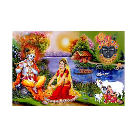 ZANKHI Art Radhe Krishna Wall Painting with Sparkle Coated Lami 24x36 ...
