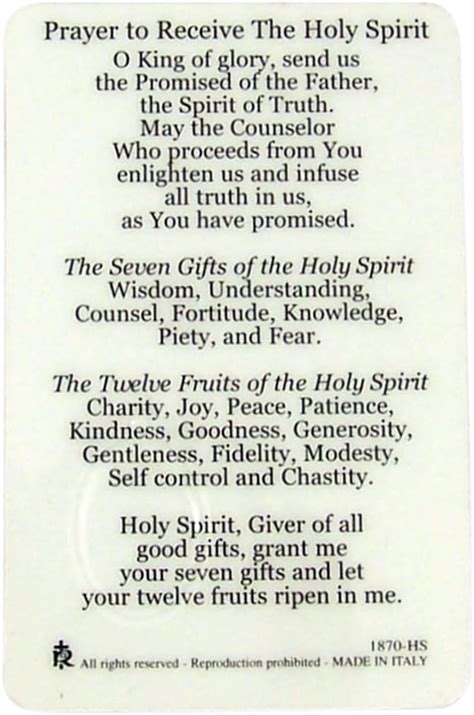 Buy Religious Art Catholic Holy Prayer Cards with Medals (Confirmation ...