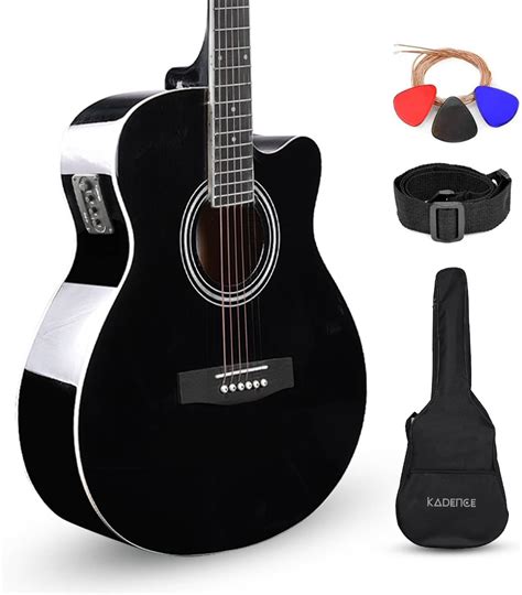 Kadence rosewood Guitar Frontier Series, Electric Acoustic Black Guitar ...