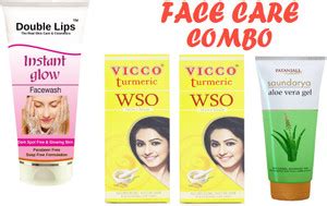 DOUBLE LIPS Face Care Herbal Instant Glow Face Wash 100 Ml & Vicco ...