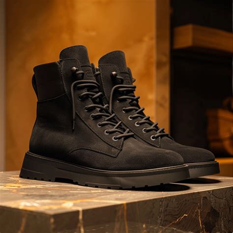 Black Suede Leather Celso Combat Boot – Costoso Italiano
