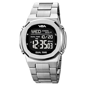 V2A Small Dial 42MM Stainless Steel Black Digital Watch for Men and ...