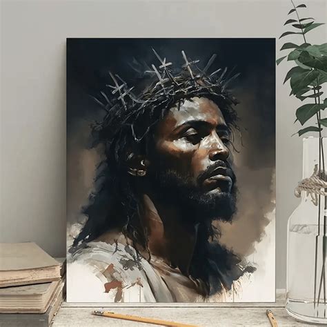 1pc Wooden Framed Canvas Painting African American Art Jesus Painting ...