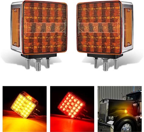 Amazon.com: 2Pcs Double Face Square LED Fender Pedestal Turn Signal ...