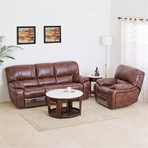 Buy Harvey Nappa 3+1 Seater Recliner Set - Brown from Home Centre at ...