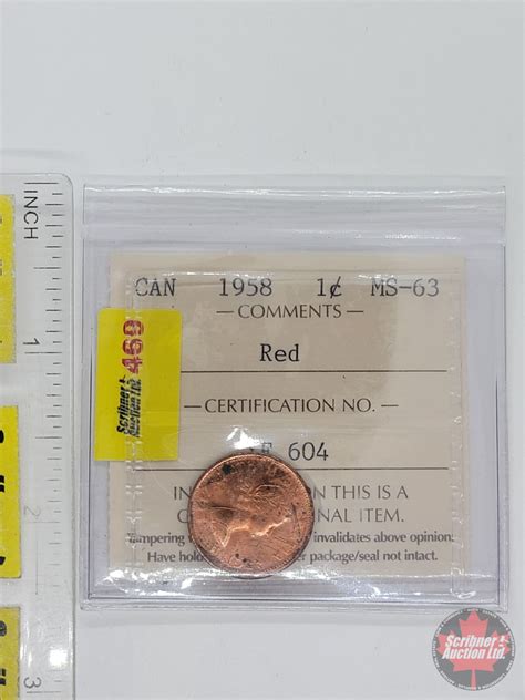 Canada One Cent 1958 : Red (ICCS Cert: MS-63) (SEE PICS!) (Listing ...