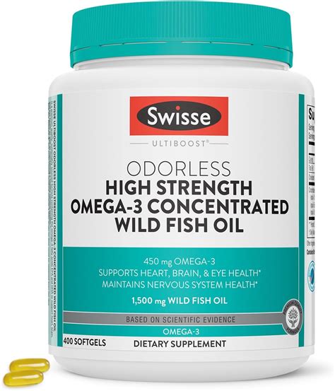 Swisse Wild Fish Oil Omega 3 | EPA DHA Fish Oil Supplements | Odorless - Helps Support Brain ...