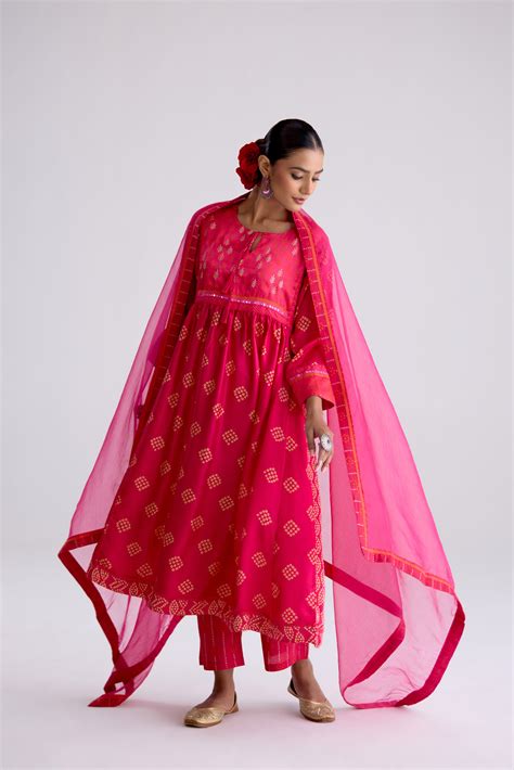 Banjara Modal Silk Printed Kurta Pink – Sampada