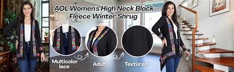 Buy AOL Women's Black High Neck Fleece Winter Shrug Coat with ...