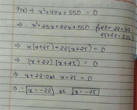 Factorise the following. x²+47x+550 - Brainly.in