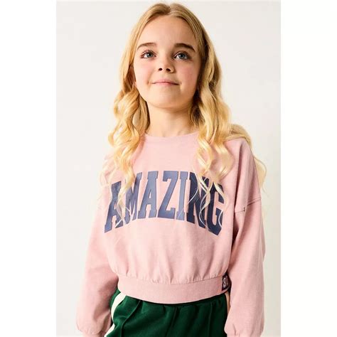Girls 4-12 NEXT Pink Cropped 'Amazing' Graphic Cotton Long Sleeve ...