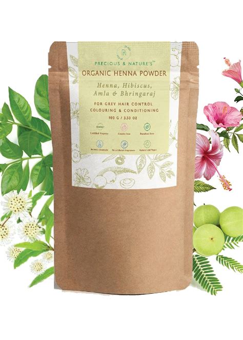 Get Henna, Hibiscus, Amla & Bhringaraj Certified Organic Henna Powder ...