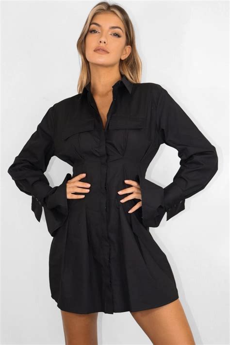Tie Knot Detailed Full Sleeves Black Dress – Styched Fashion