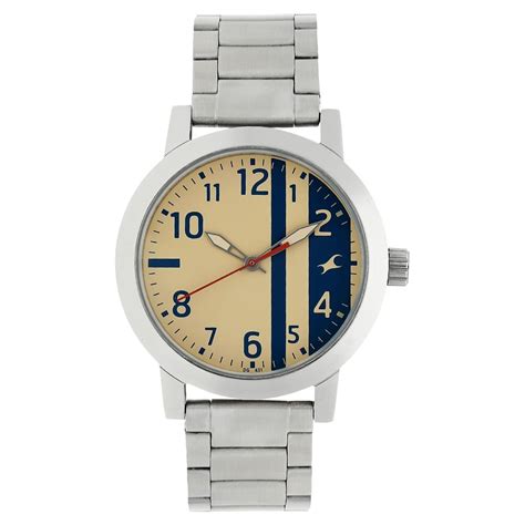 Buy Online Fastrack Bare Basics Quartz Analog Beige Dial Stainless ...