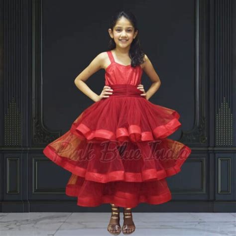Buy Trendy Net Red Party Wear Baby Girls Dress- Red Gown