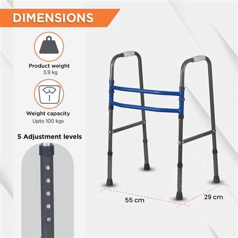 Medipedic Walker Plain – Double Bar PC 9934 | Lightweight Foldable Wal ...