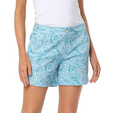 HDE Women Chino Shorts 5" Inseam Summer Shorts Blue Paisley 10-12 ...