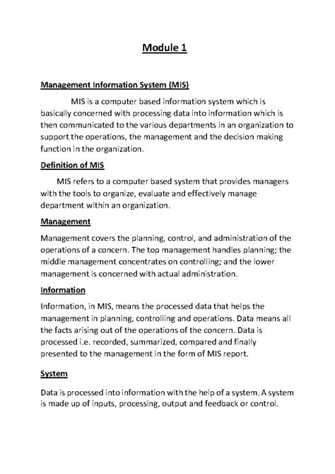 MIS-Module 1 - Introduction to Management Information Systems - Studocu