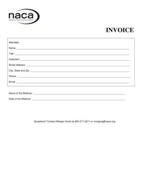 Fillable Online naca Registration Invoice Form - naca Fax Email Print ...