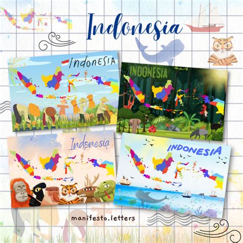 Jual Postcard Fun Map Indonesia | Kartu Pos Peta Tematik | Map Card ...