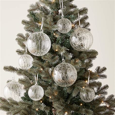 Eira Round Clear Laced Glass Christmas Tree Ornaments Set of 8 | CB2 Canada