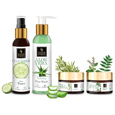 Good Vibes Skin Care Combo (Set of 4) - Aloe Vera Face Wash, Cucumber ...