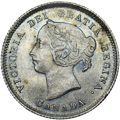 1880 - 1901 Victorian Era Canadian Dominion Silver 5 Cent Coin (Coin Is Small) . Queen Victoria ...