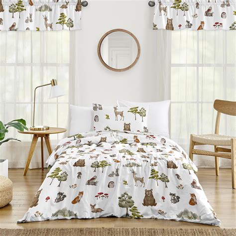 Watercolor Woodland Forest Animals Collection Twin Bedding