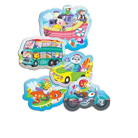 Early Learning Transport Puzzle Set with 5 Puzzles for Children – Snooplay