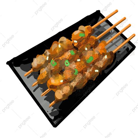 Barbecue Mutton Kebab Barbecue Food Cartoon Hand Painted Illustration ...