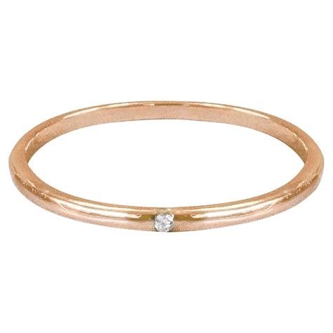 Customizable 14k Gold Ring Thin Gold One Diamond Ring Band Stackable ...