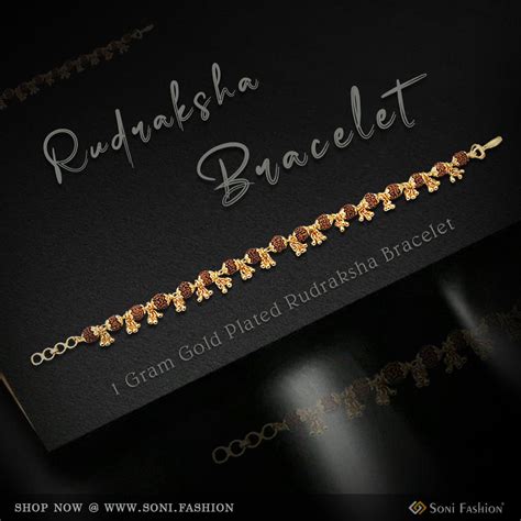 1 Gram Gold Plated Sparkling Design Rudraksha Bracelet For Ladies ...
