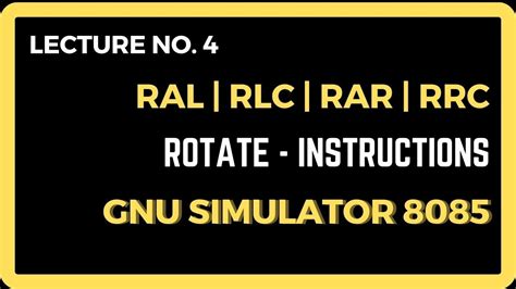 RLC And RAL Instruction In 8085 MPU